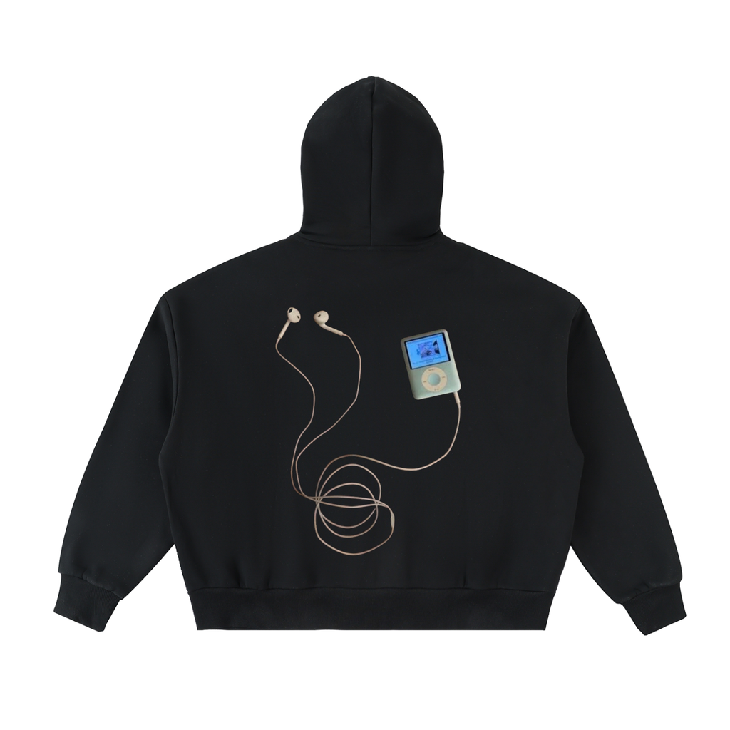 Fleeced Full-Zip Boxy Hoodie
