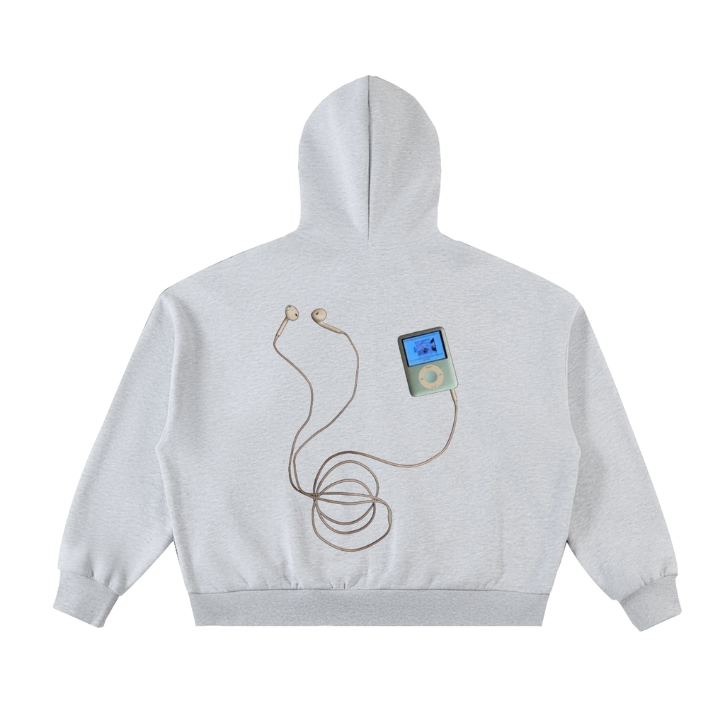 Fleeced Full-Zip Boxy Hoodie