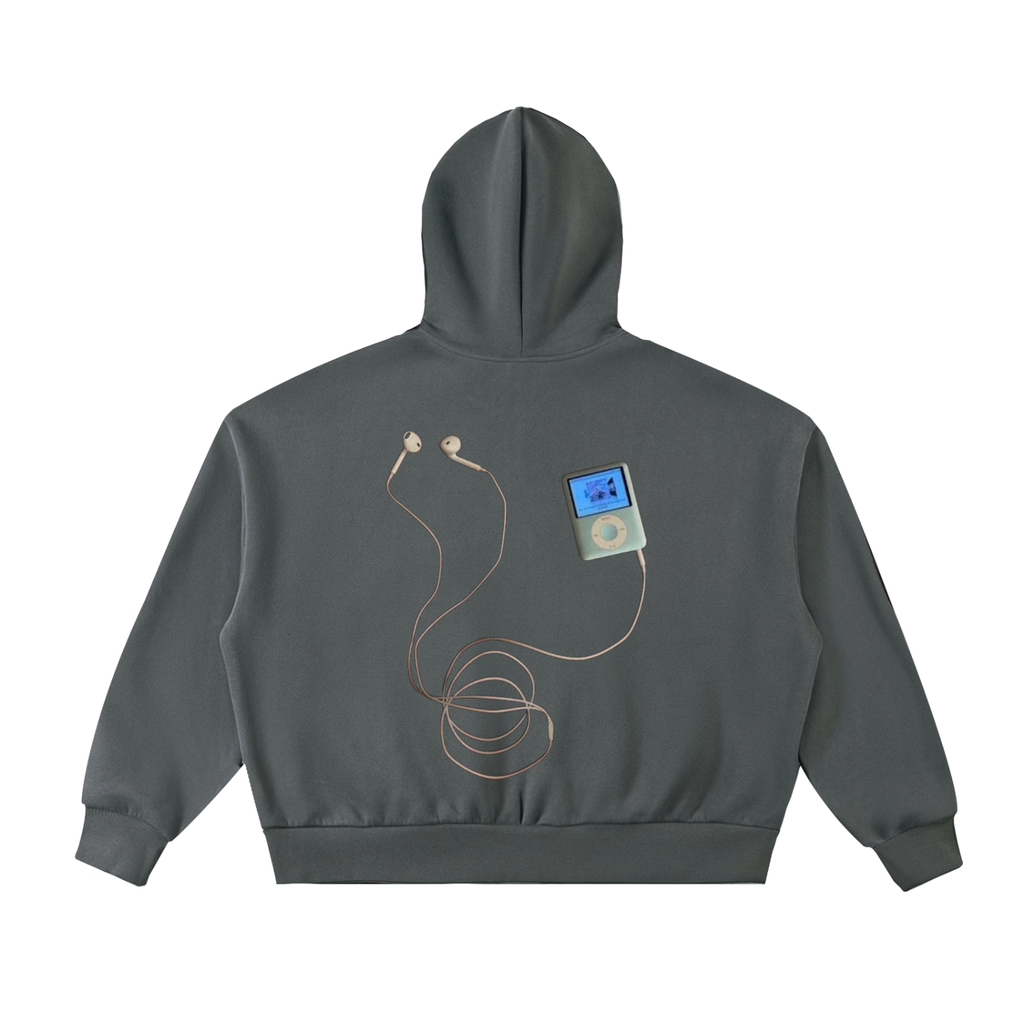 Fleeced Full-Zip Boxy Hoodie